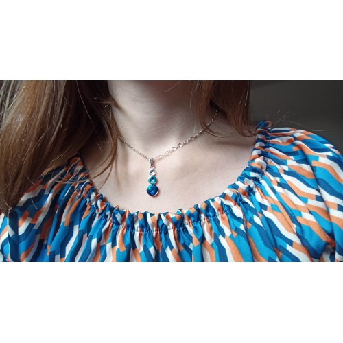 CORFU' Collier Handgemaakte -Ketting 40 cm - Lengte 4 cm x 1 cm - Juweel van gerhodineerd materiaal.