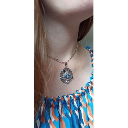 CELTIC Collier Handgemaakte -  Ketting 40 cm - Lengte 4 cm Ø 3 cm - Juweel van gerhodineerd materiaal.