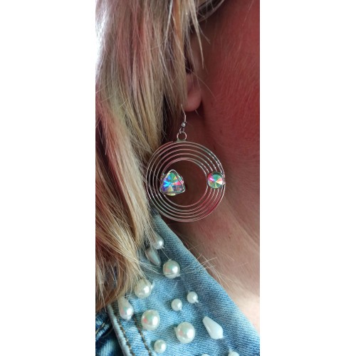 Orecchini CITY fatti a mano - Ø 38 mm - Lunghezza 6,5 ​​cm - Design italiano con SWAROVSKI ELEMENTS ™