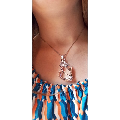 ART Handmade jewel - Necklace 45 cm - Length 8 cm x 3 cm - Jewel in rhodium-plated material.