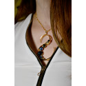 S DENIM Gioielli fatti a mano - Design italiano con SWAROVSKI ELEMENTS™ Ciondolo lungo 8 cm, largo 4,5 cm - Catena 50 cm