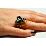 SWEET LOVE Handgemaakte verstelbare ring -Italiaans ontwerp met SWAROVSKI ELEMENTS™ - Gerhodineerde en vergulde sieraden .