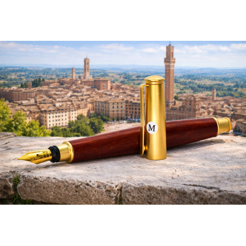 SIENA – Rozenhouten vulpen met ergonomisch ontwerp | 13 cm lang, Ø 10 mm | Met Pelikan cartridge