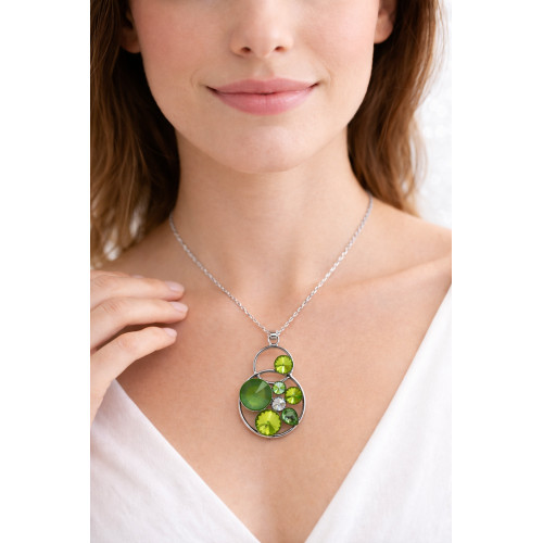 GIOVE Bijoux faits main- Design italien avec SWAROVSKI ELEMENTS™ Pendentif longueur 5 cm, largeur 3 cm- Chaîne 50 cm