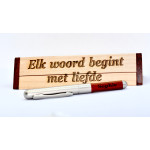 MILANO Luxe Mini Balpen van Palissanderhout met Lasergravure – PARKER Vulling & Houten Geschenkdoos (10,8 cm)